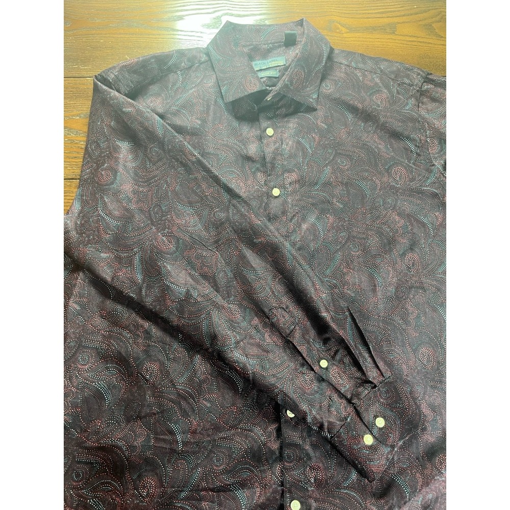 Black Label by Ruffini Italy Slim Fit Button Shirt Red Paisley 16-16.5 34/35